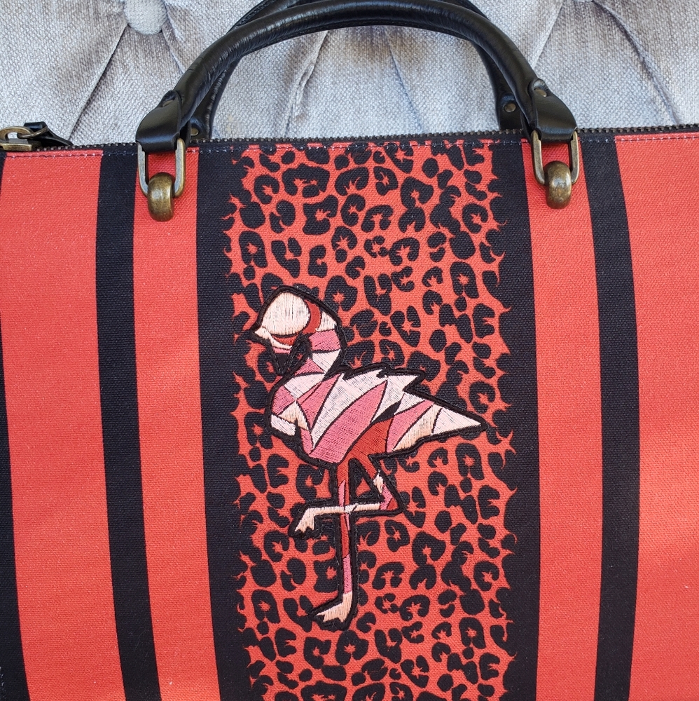 Tomas Maier Red TM Escape Flamingo handbag